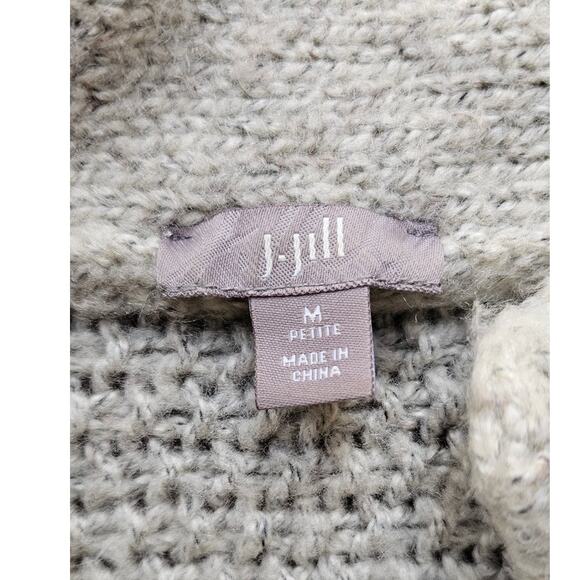 J. Jill Cable Knit Zip Up Cardigan Sweater Women Size M Petite Ivory Long Sleeve - Picture 4 of 5